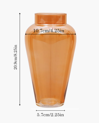 Pitcher Flower Vase for Flower Plants Glass Vase Pot for Living Room Home Decor Dining Table Decoration Water Plants Bedroom Hall Aesthetic House Warming Gift, Classic Urn, Amber Gold