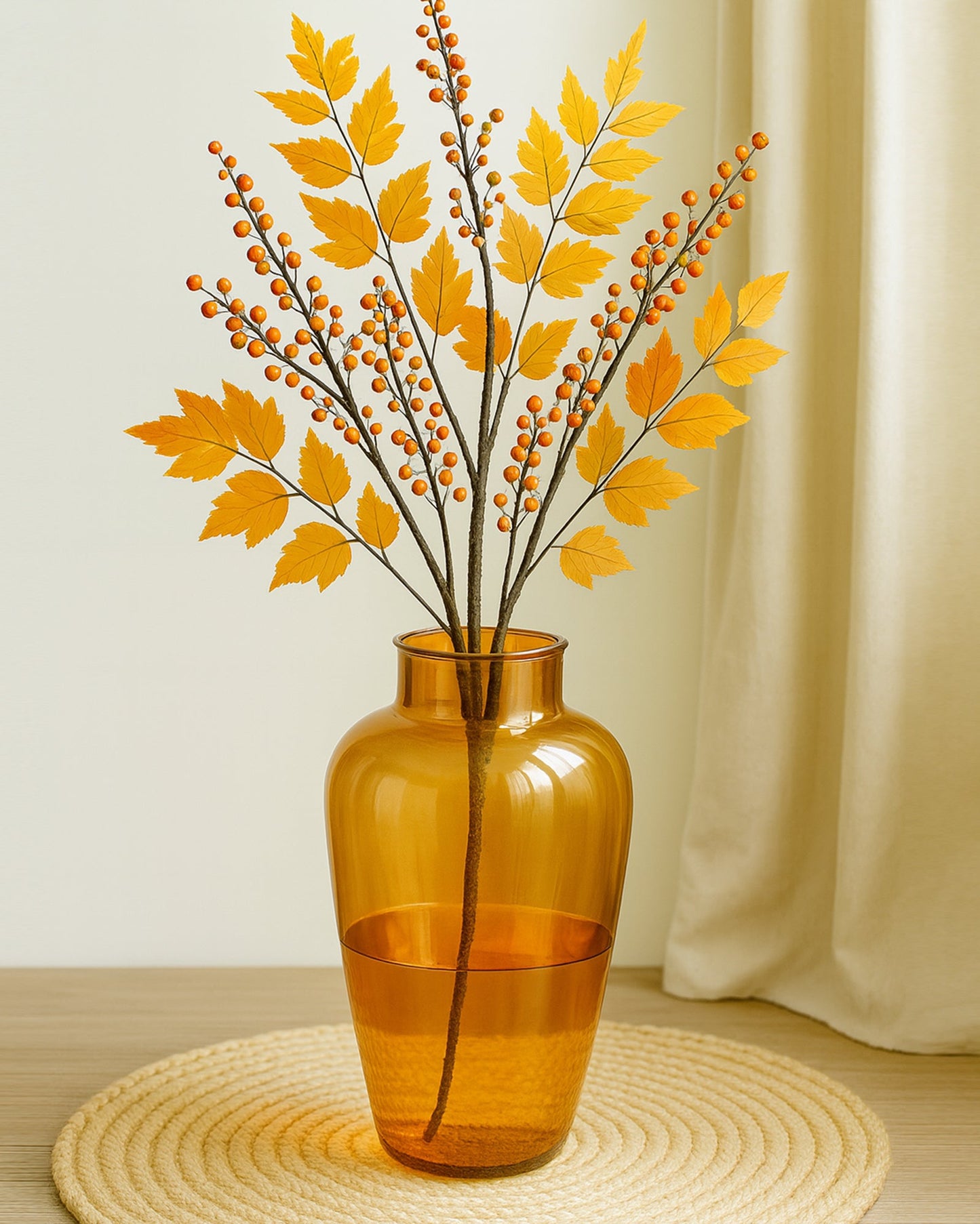 Pitcher Flower Vase for Flower Plants Glass Vase Pot for Living Room Home Decor Dining Table Decoration Water Plants Bedroom Hall Aesthetic House Warming Gift, Classic Urn, Amber Gold