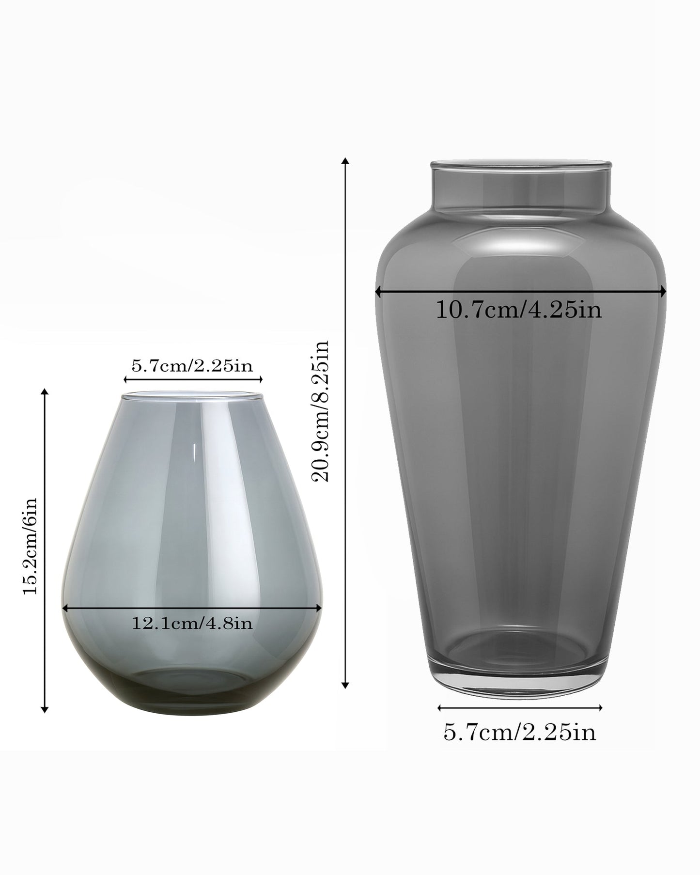 Set of 2 Flower Vase for Flower Plants Glass Vase Pot for Living Room Home Decor Dining Table Decoration Water Plants Bedroom Hall Aesthetic House Warming Gift, Amber Gold