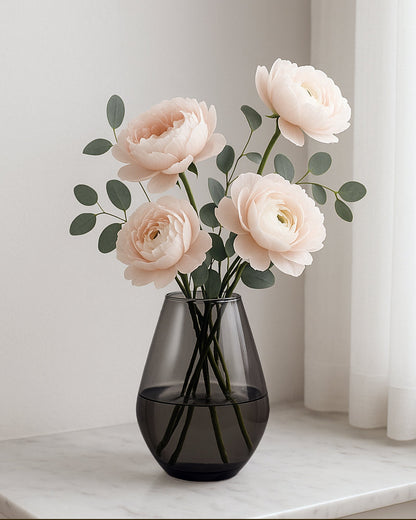 Pitcher Flower Vase for Flower Plants Glass Vase Pot for Living Room Home Decor Dining Table Decoration Water Plants Bedroom Hall Aesthetic House Warming Gift, Classic Urn, Smoky