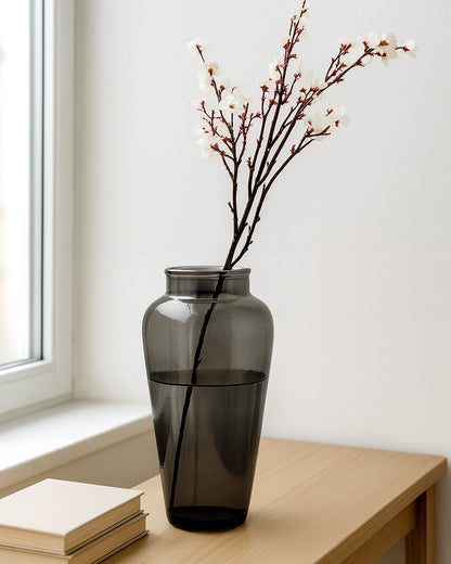 Pitcher Flower Vase for Flower Plants Glass Vase Pot for Living Room Home Decor Dining Table Decoration Water Plants Bedroom Hall Aesthetic House Warming Gift, Classic Urn, Smoky