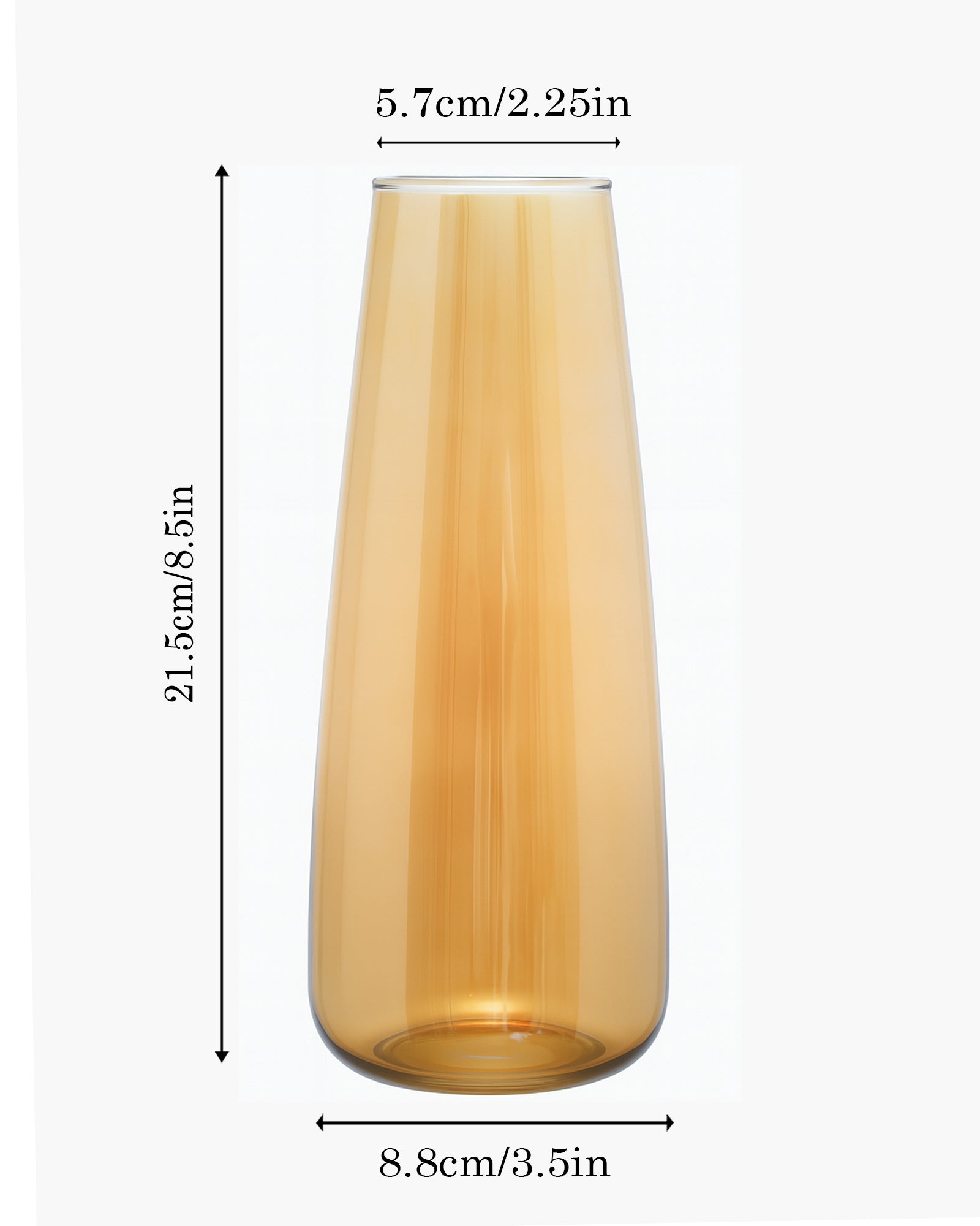 Flower Vase for Plants Flowers Glass Vase Pot for Living Room Water Plants (Gold, 22.8 cm X 6.3 cm X 7.6 cm) Home Decor Dining Table Hall Aesthetic House Warming Gift Decoration Bedroom, Amber Slim Taper