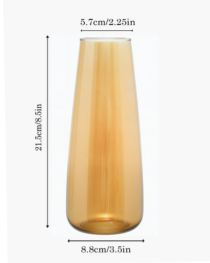 Flower Vase for Plants Flowers Glass Vase Pot for Living Room Water Plants (Gold, 22.8 cm X 6.3 cm X 7.6 cm) Home Decor Dining Table Hall Aesthetic House Warming Gift Decoration Bedroom, Amber Slim Taper