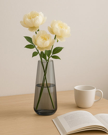 Flower Vase for Plants Flowers Glass Vase Pot for Living Room Water Plants (Gold, 22.8 cm X 6.3 cm X 7.6 cm) Home Decor Dining Table Hall Aesthetic House Warming Gift Decoration Bedroom, Amber Slim Taper