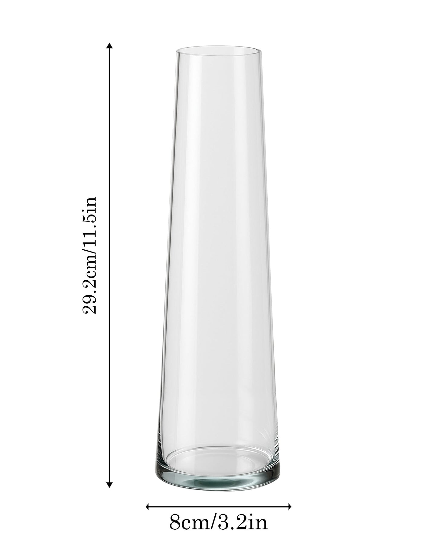 Glass Vase for Plants Flowers (Transparent, 29 cm X 8 cm) - Living Room Glass Vase Pot for Water Plants Home Décor Dining Table Decoration Bedroom Hall Aesthetic House Warming Gift, Stem Vase