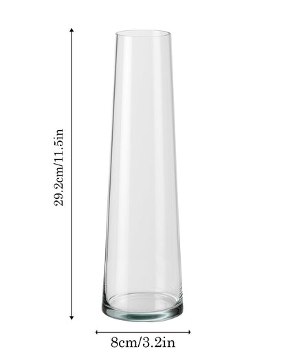 Glass Vase for Plants Flowers (Transparent, 29 cm X 8 cm) - Living Room Glass Vase Pot for Water Plants Home Décor Dining Table Decoration Bedroom Hall Aesthetic House Warming Gift, Stem Vase