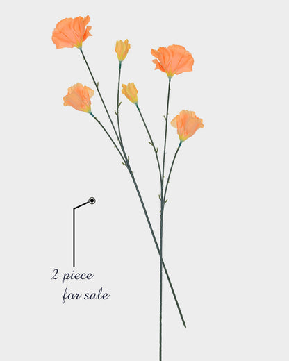 Homesake® Artificial Poppy Flower Stem, Set of 2 ,Real Touch Faux Floral Stems for Home & Table Decor, Living Room, Coral Orange