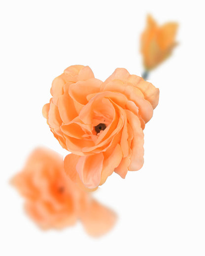 Homesake® Artificial Poppy Flower Stem, Set of 2 ,Real Touch Faux Floral Stems for Home & Table Decor, Living Room, Coral Orange