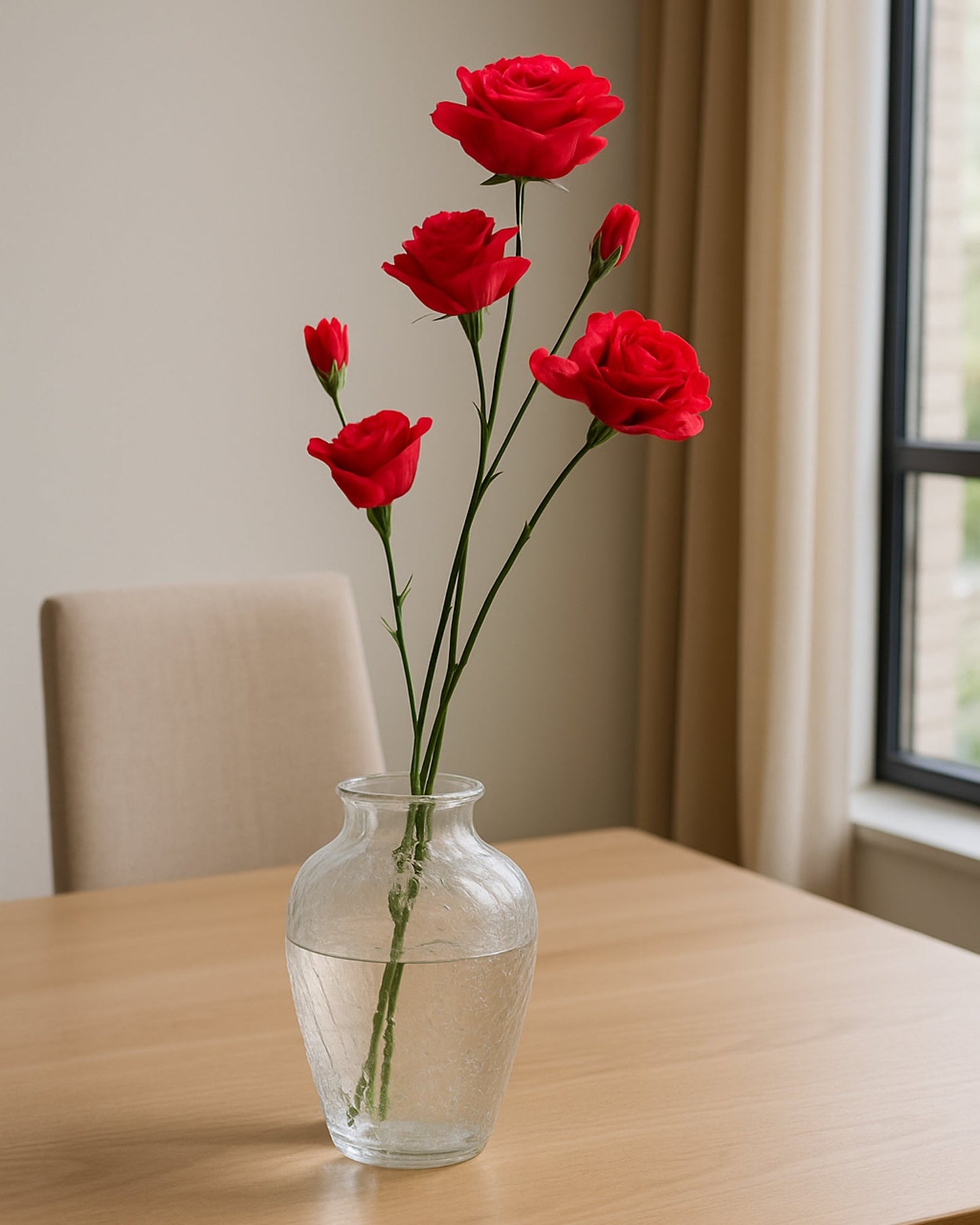 Homesake® Artificial Poppy Flower Stem, Set of 2 ,Real Touch Faux Floral Stems for Home & Table Decor, Living Room, Coral Orange