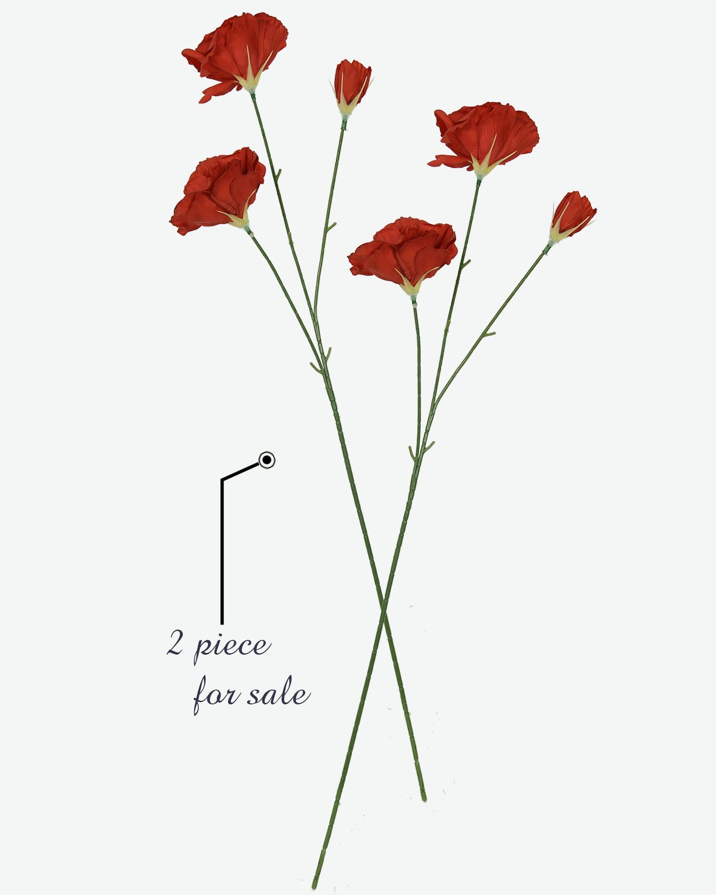 Homesake® Artificial Poppy Flower Stem, Set of 2 ,Real Touch Faux Floral Stems for Home & Table Decor, Living Room, Coral Orange