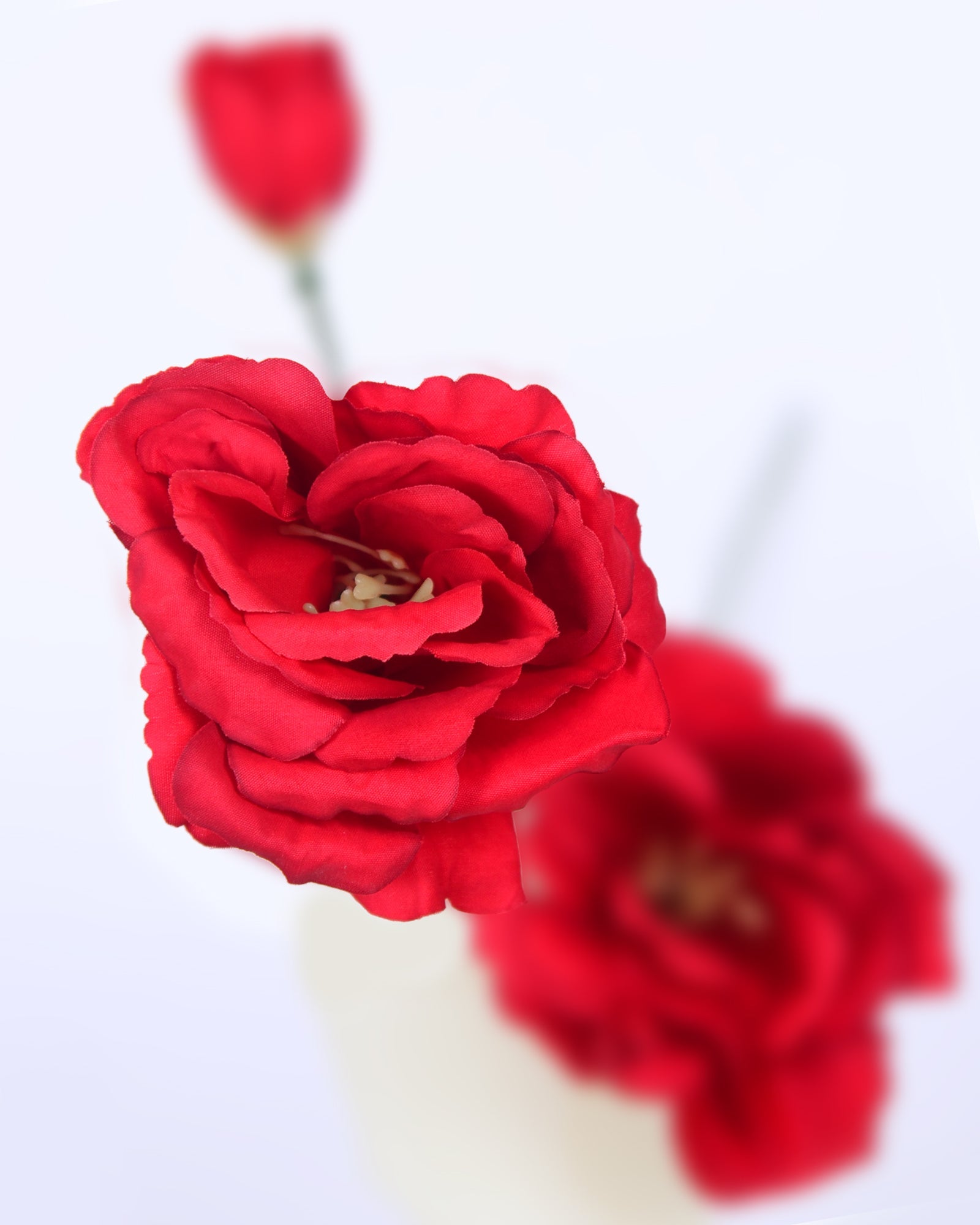 Homesake® Artificial Poppy Flower Stem, Set of 2 ,Real Touch Faux Floral Stems for Home & Table Decor, Living Room, Coral Orange