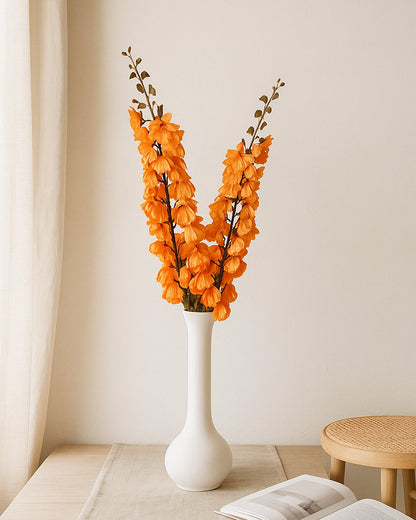 Homesake® Faux Delphinium Stem | Dried Look Artificial Flower for Vases & Home Decor set of 2, Burnt Orange