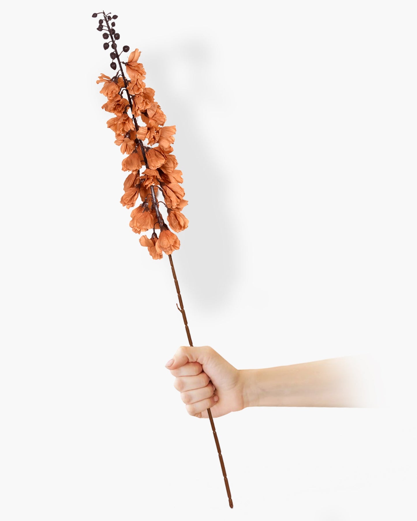 Homesake® Faux Delphinium Stem | Dried Look Artificial Flower for Vases & Home Decor set of 2, Burnt Orange