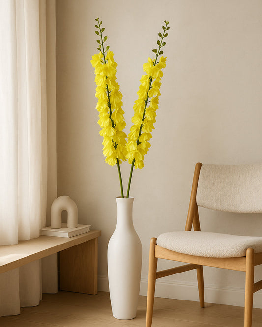 Homesake® Faux Delphinium Stem | Dried Look Artificial Flower for Vases & Home Decor set of 2, Burnt Orange