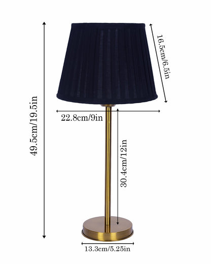 Gold Table Lamp for Living Room & Bedroom | Modern Metal Bedside Lamp | Elegant Nightstand Light for Home Décor | Stylish Study & Office Desk Lamp, Black Frill Drum