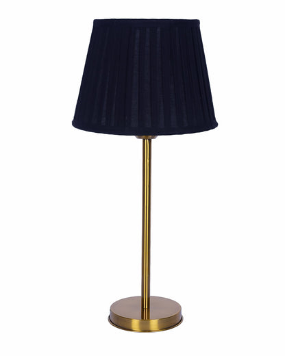 Gold Table Lamp for Living Room & Bedroom | Modern Metal Bedside Lamp | Elegant Nightstand Light for Home Décor | Stylish Study & Office Desk Lamp, Black Frill Drum
