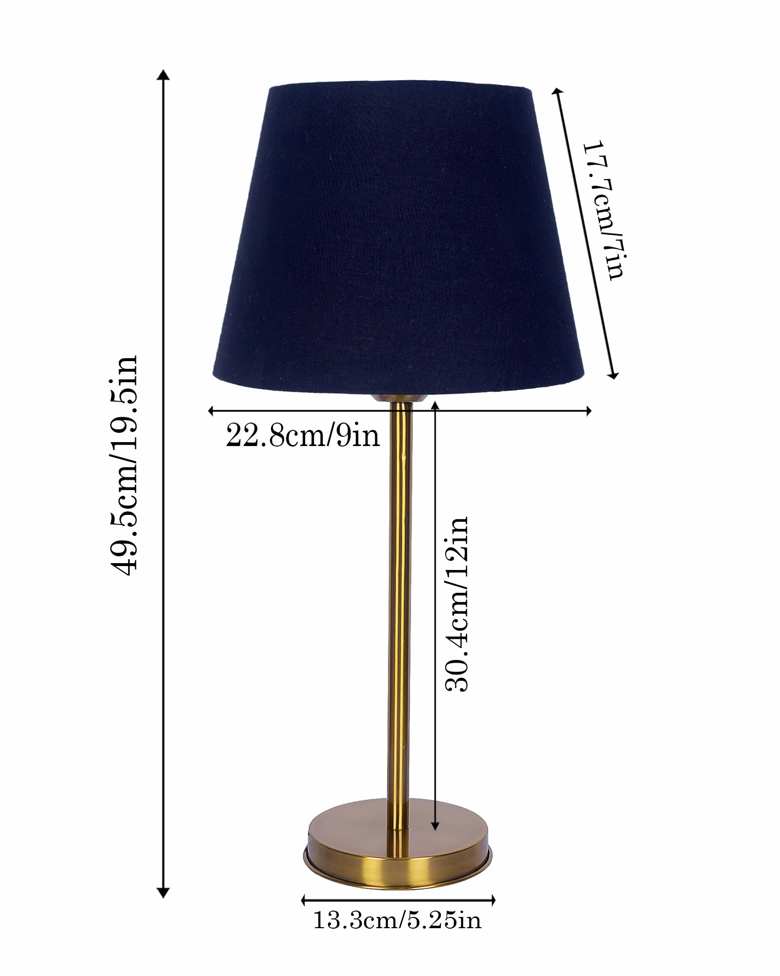 Gold Table Lamp for Living Room & Bedroom | Modern Metal Bedside Lamp | Elegant Nightstand Light for Home Décor | Stylish Study & Office Desk Lamp, Black Taper Drum