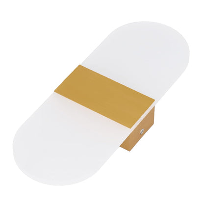 Modern LED Acrylic Wall Light for Living Room | Frosted Panel Sconce Vertical Panel Wall Mounted – Warm White, Indoor Decorative Lighting, Oval, Gold