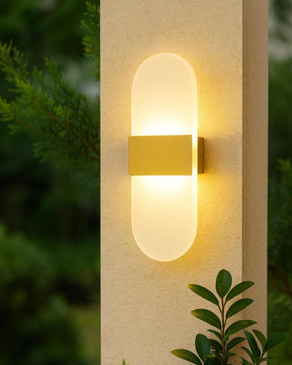 Modern LED Acrylic Wall Light for Living Room | Frosted Panel Sconce Vertical Panel Wall Mounted – Warm White, Indoor Decorative Lighting, Oval, Gold