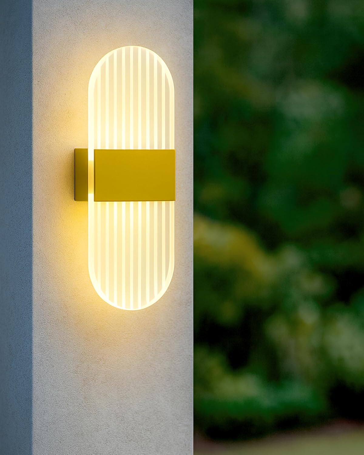 Modern LED Acrylic Wall Light for Living Room | Frosted Panel Sconce Vertical Panel Wall Mounted – Warm White, Indoor Decorative Lighting, Oval, Gold