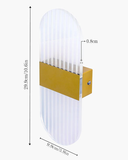 Modern LED Acrylic Wall Light for Living Room | Frosted Panel Sconce Vertical Panel Wall Mounted – Warm White, Indoor Decorative Lighting, Oval, Gold