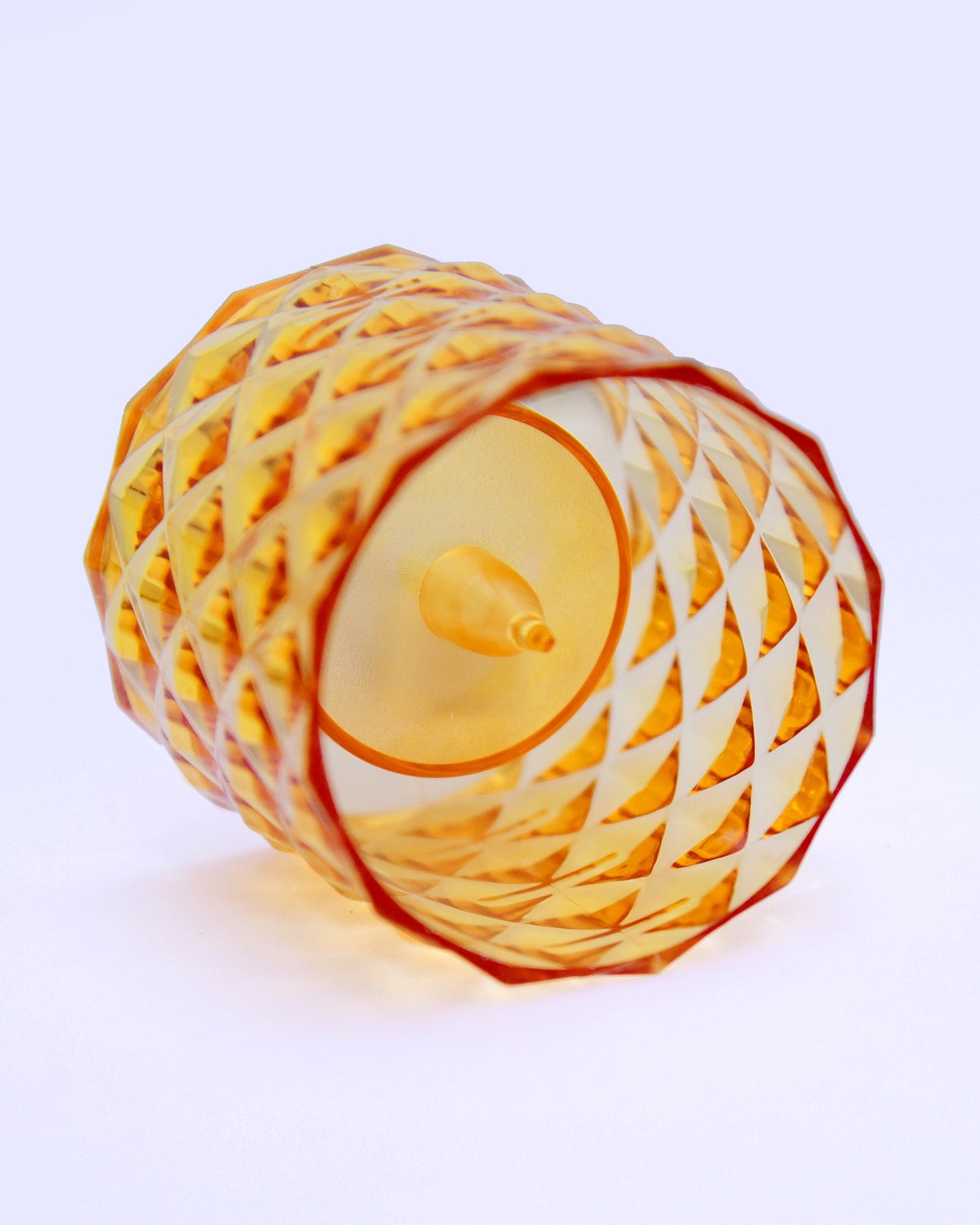 Acrylic Tealight Candle Holder – Diamond Cut Votive for Home Decoration, Diwali, Wedding & Festive Lighting – Decorative Table Centerpiece, Amber, set of 2