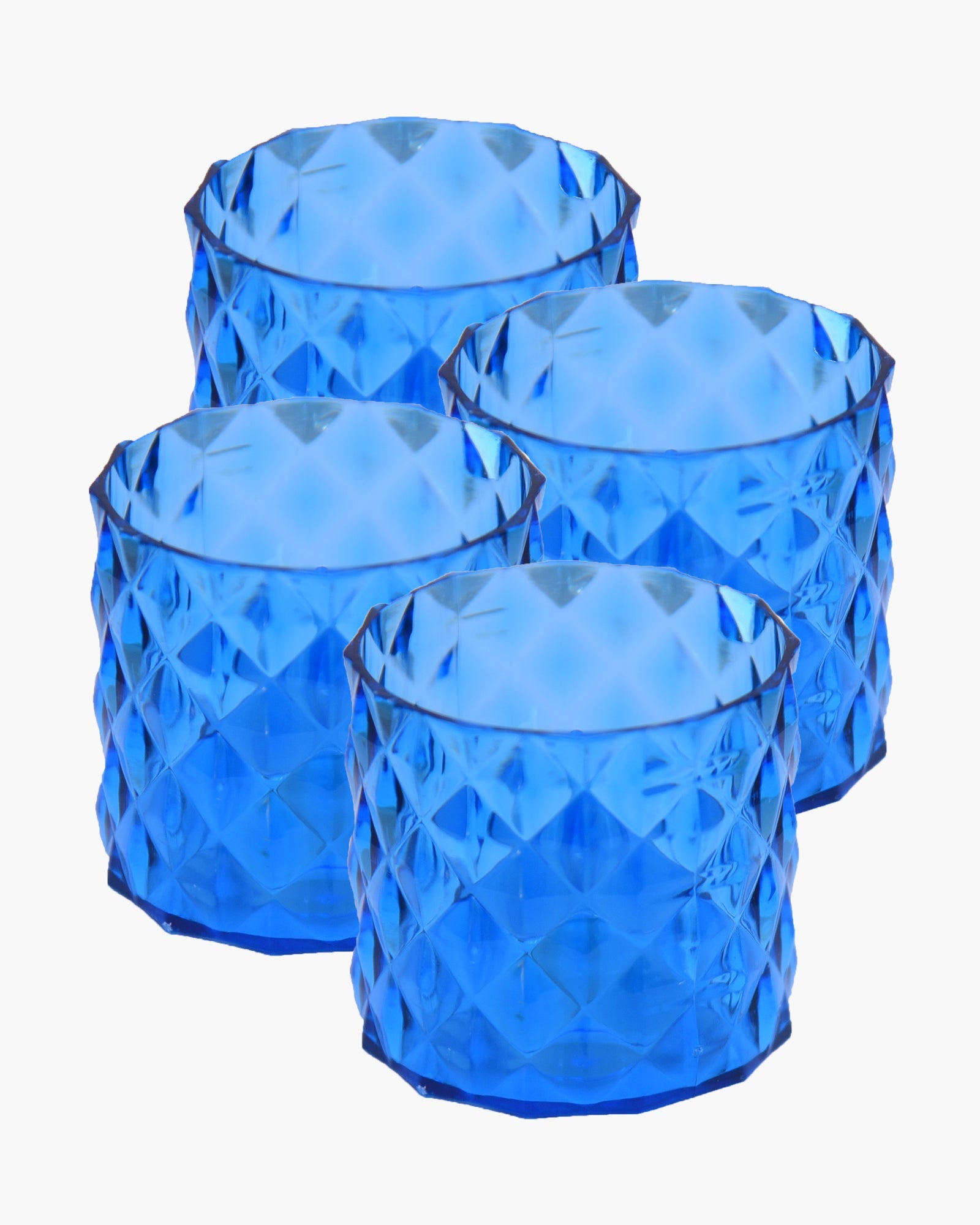 Acrylic Tealight Candle Holder – Diamond Cut Votive for Home Decoration, Diwali, Wedding & Festive Lighting – Decorative Table Centerpiece, Amber, set of 2