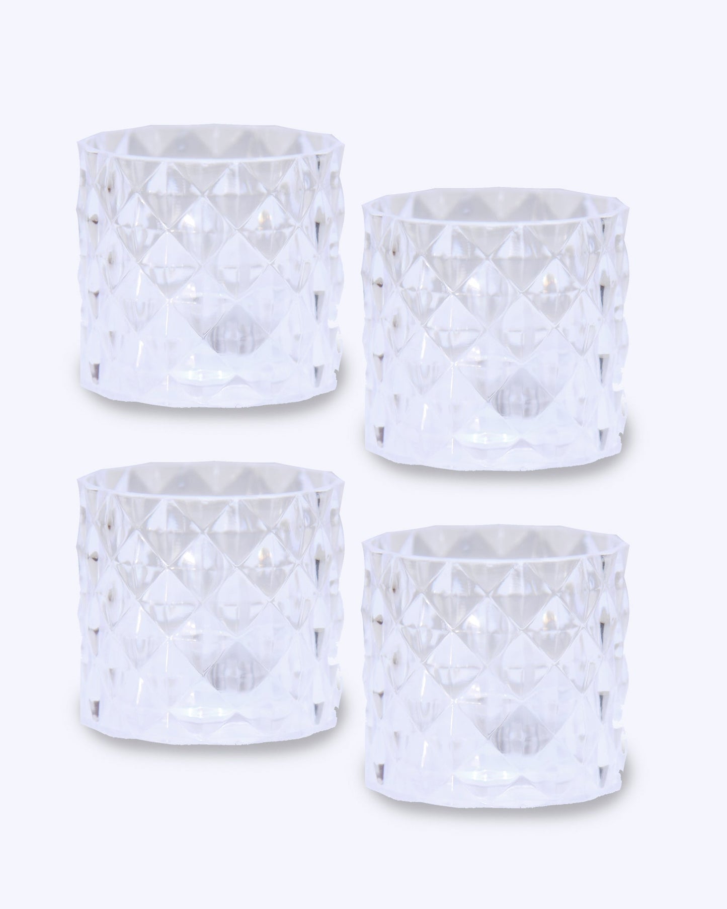 Acrylic Tealight Candle Holder – Diamond Cut Votive for Home Decoration, Diwali, Wedding & Festive Lighting – Decorative Table Centerpiece, Amber, set of 2