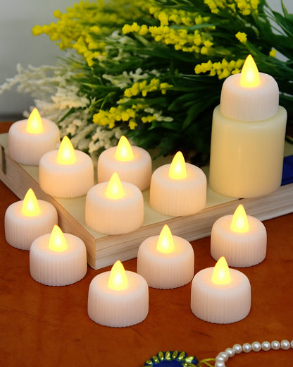 LED Tealight Candles – Warm White Flickering Flameless Lights for Home Décor, Diwali, Weddings & Parties, Battery Operated (Pack of 4)