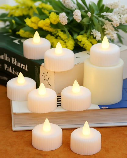 LED Tealight Candles – Warm White Flickering Flameless Lights for Home Décor, Diwali, Weddings & Parties, Battery Operated (Pack of 4)