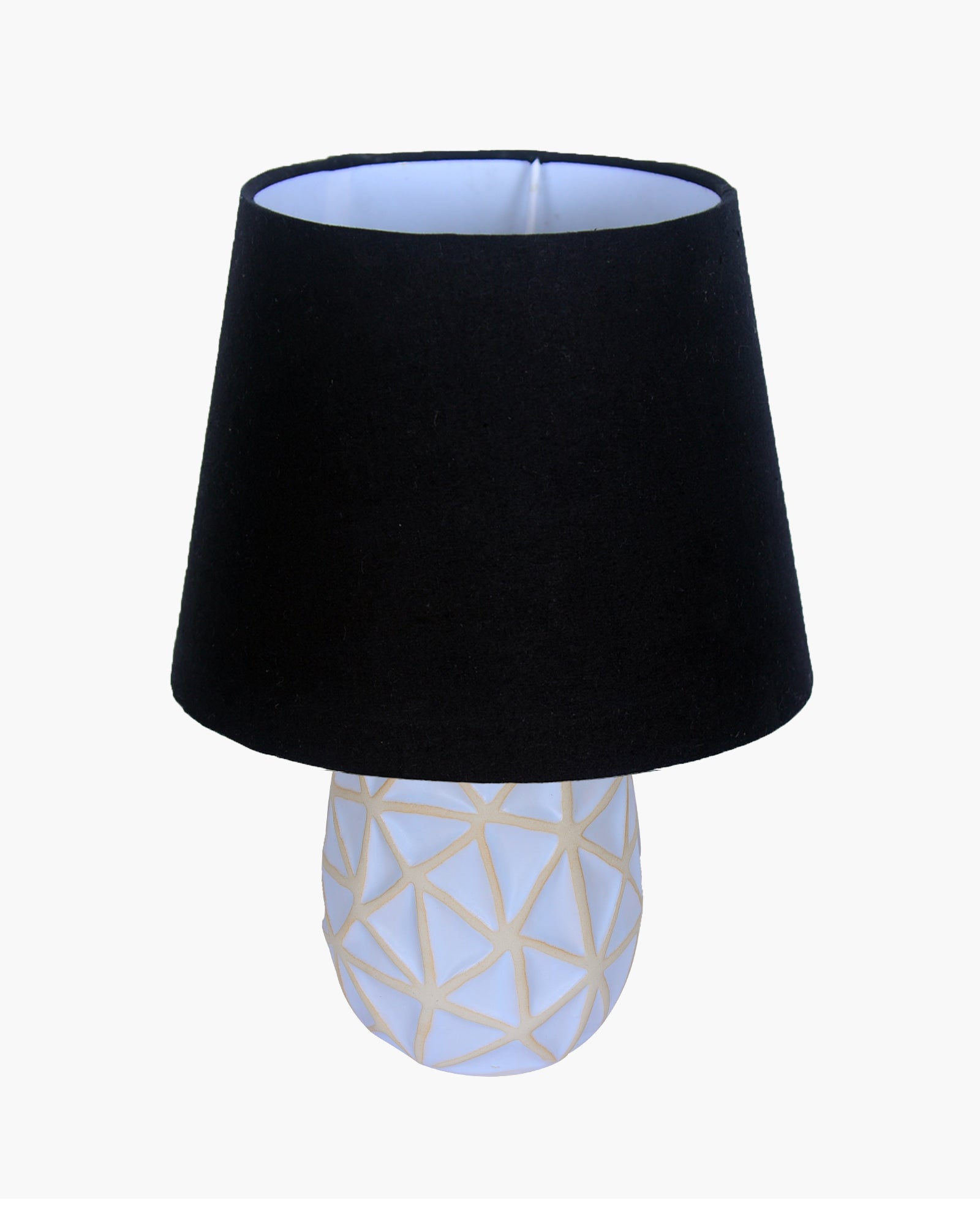 Retro Ceramic Base Bedside Table Lamp, Table Lamps for Home Decoration and Bedroom Decor with On/Off Button, Night Lamp with Cotton Fabric Shade, Whitewash Prism, Khadi