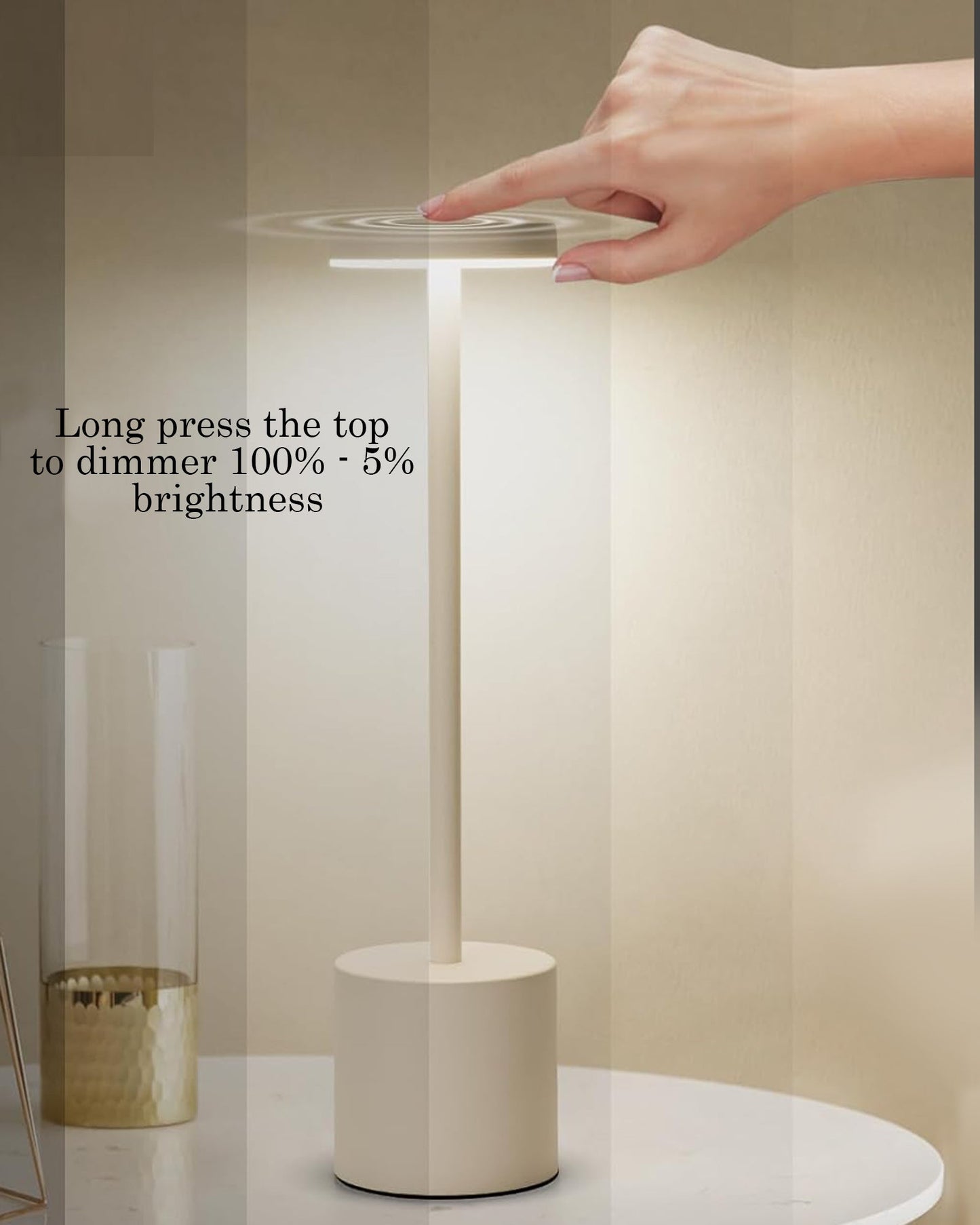 Table Lamps Rechargeable Set of 1, Portable LED Desk Lamp, Battery Powered Wireless Table Light, LED Cordless Desk Lamp, Wireless Portable Desk & Bedside Lamp for Home, Café & Restaurant