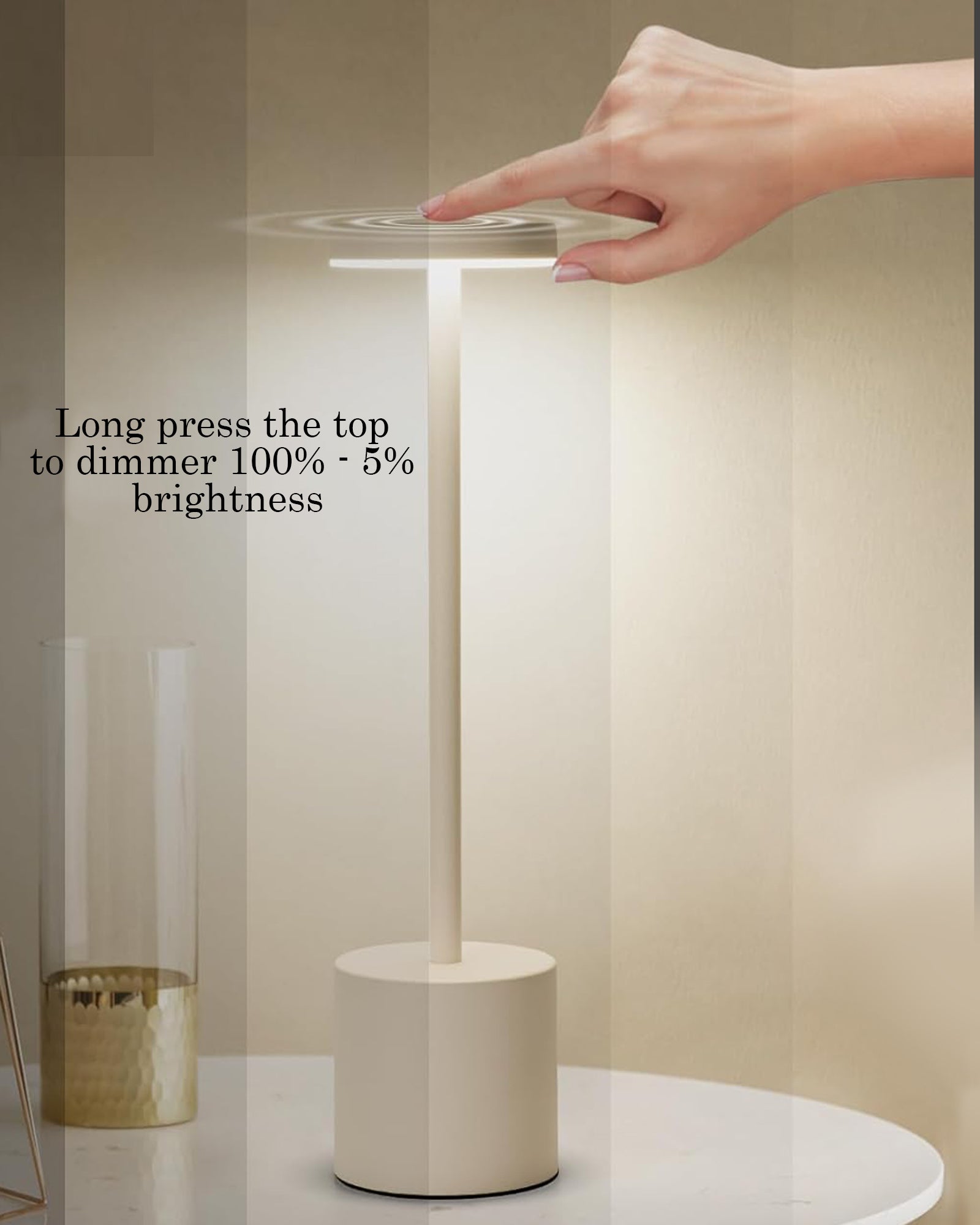 Table Lamps Rechargeable Set of 1, Portable LED Desk Lamp, Battery Powered Wireless Table Light, LED Cordless Desk Lamp, Wireless Portable Desk & Bedside Lamp for Home, Café & Restaurant