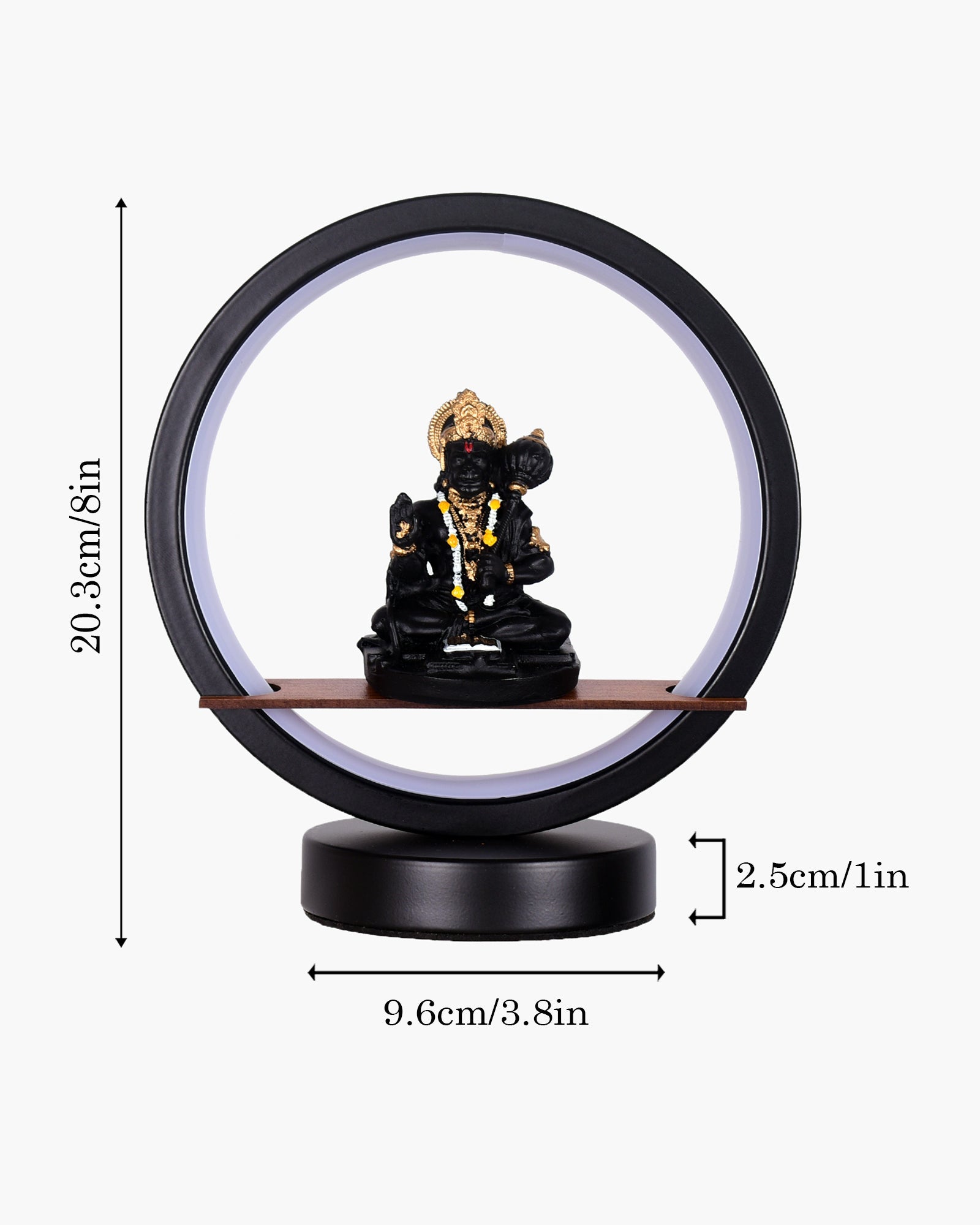 Homesake® Bal Ganapati Circular LED Table Lamp for Home Decor | Modern Ganesh Ji Night Lamp for Bedroom, Living Room & Office | Decorative LED Desk Lamp with Idol (Black, Pack of 1)