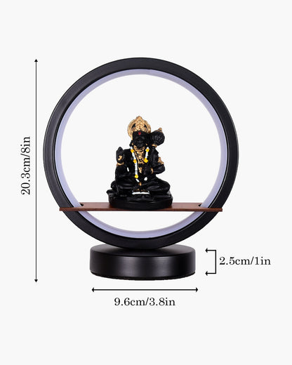 Homesake® Bal Ganapati Circular LED Table Lamp for Home Decor | Modern Ganesh Ji Night Lamp for Bedroom, Living Room & Office | Decorative LED Desk Lamp with Idol (Black, Pack of 1)
