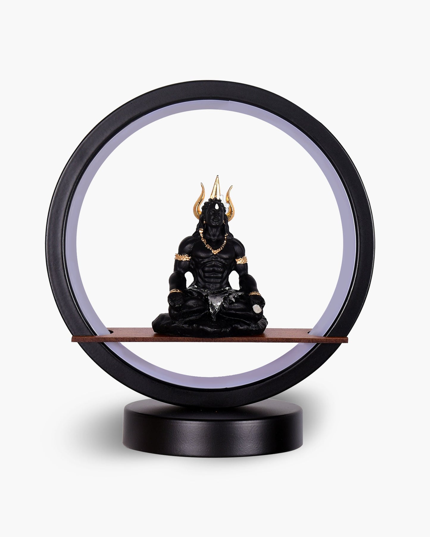 Homesake® Bal Ganapati Circular LED Table Lamp for Home Decor | Modern Ganesh Ji Night Lamp for Bedroom, Living Room & Office | Decorative LED Desk Lamp with Idol (Black, Pack of 1)