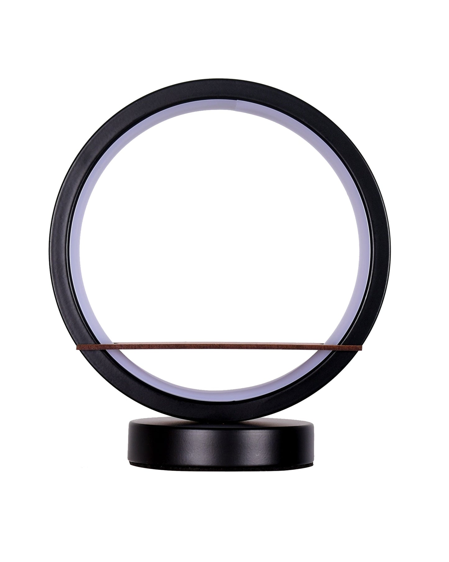 Homesake® Bal Ganapati Circular LED Table Lamp for Home Decor | Modern Ganesh Ji Night Lamp for Bedroom, Living Room & Office | Decorative LED Desk Lamp with Idol (Black, Pack of 1)