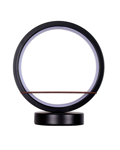 Homesake® Bal Ganapati Circular LED Table Lamp for Home Decor | Modern Ganesh Ji Night Lamp for Bedroom, Living Room & Office | Decorative LED Desk Lamp with Idol (Black, Pack of 1)