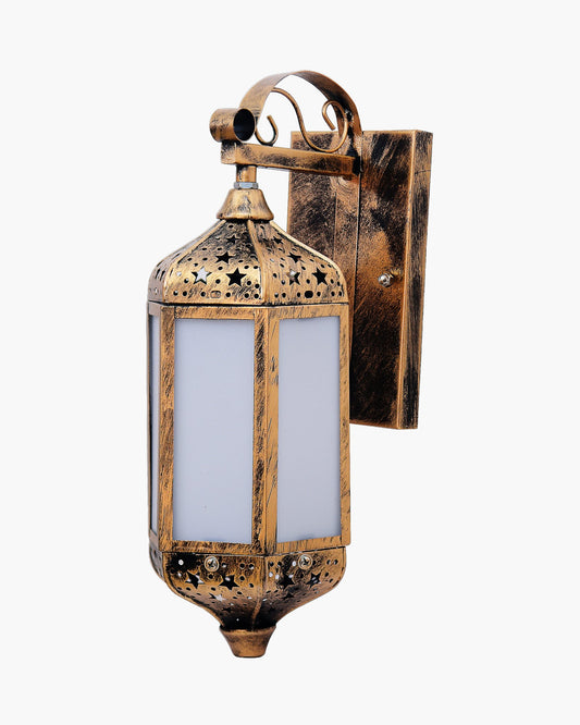 Turkish Moroccan Wall Sconce Lamp, Vintage Hand Carved Metal Wall Light with Acrylic Diffuser, 14Inch Height Wall Mounted Porch Light for Home,Villa, Kitchen, Restaurant