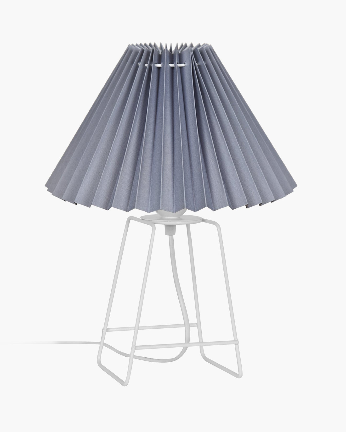 Korean Style Pleated Table Lamp with Wire Frame Base, Bedside Night Lamp for Bedroom & Living Room, Warm White Ambient Lighting, White Taper, Pleated off-white