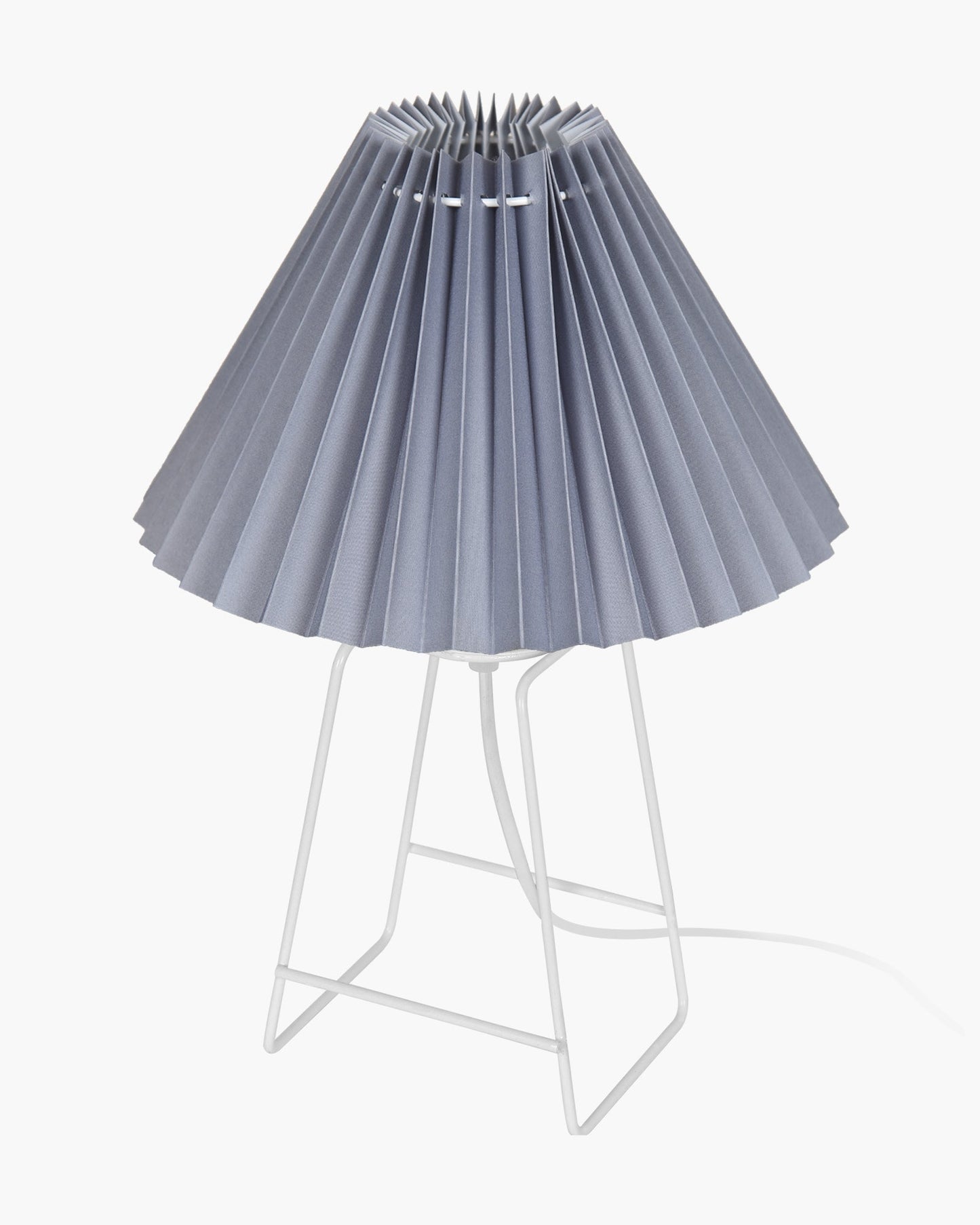 Korean Style Pleated Table Lamp with Wire Frame Base, Bedside Night Lamp for Bedroom & Living Room, Warm White Ambient Lighting, White Taper, Pleated off-white