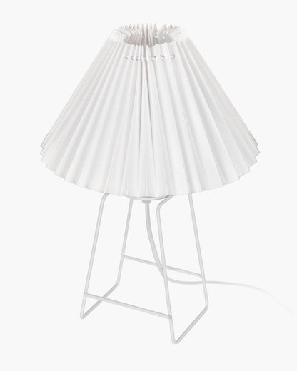 Korean Style Pleated Table Lamp with Wire Frame Base, Bedside Night Lamp for Bedroom & Living Room, Warm White Ambient Lighting, White Taper, Pleated off-white