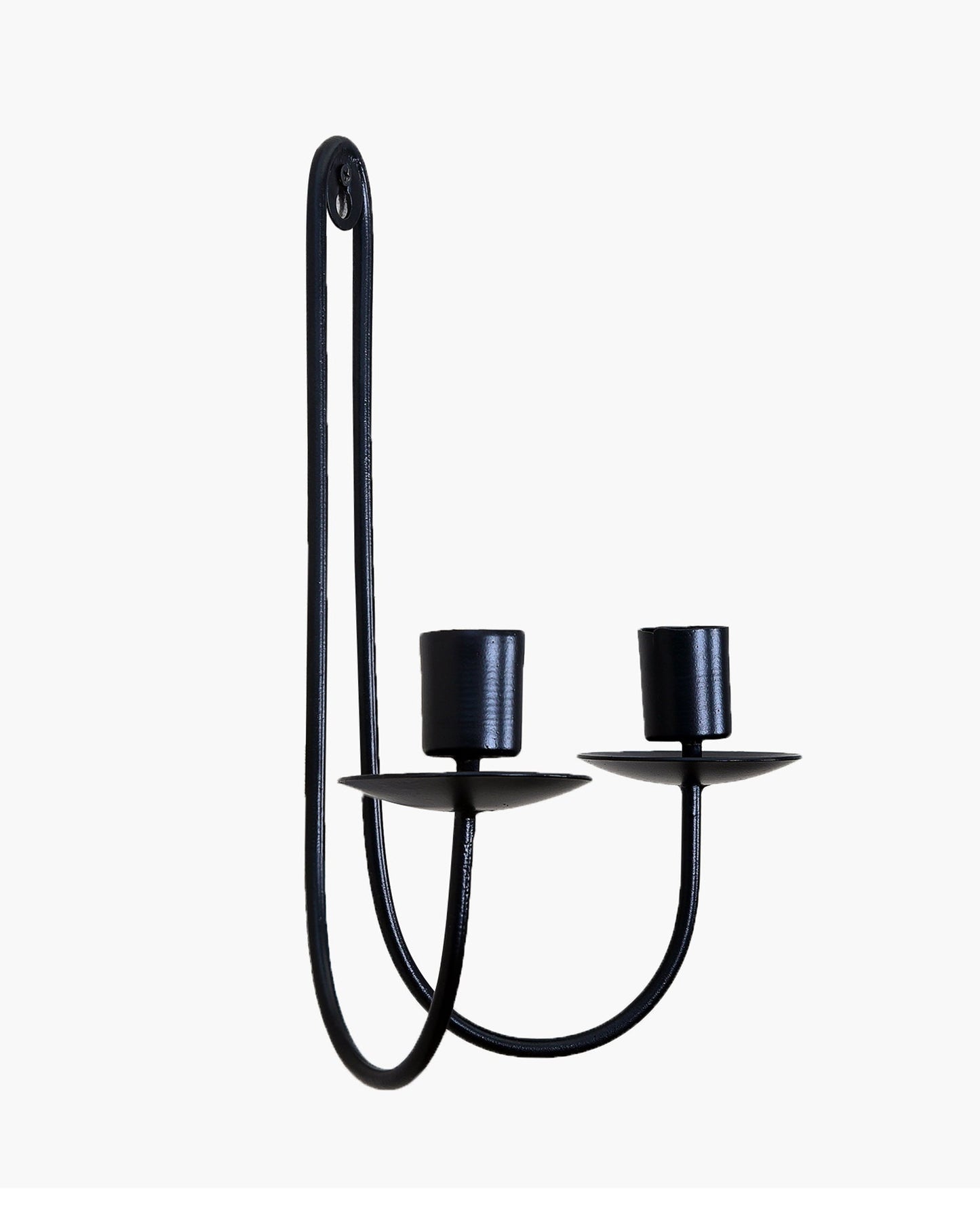 Wall Candle Holder Stand for Living Room, Black Metal Wall Sconce with Dual Taper Candle Holder, Decorative Candle Stand for Home Décor