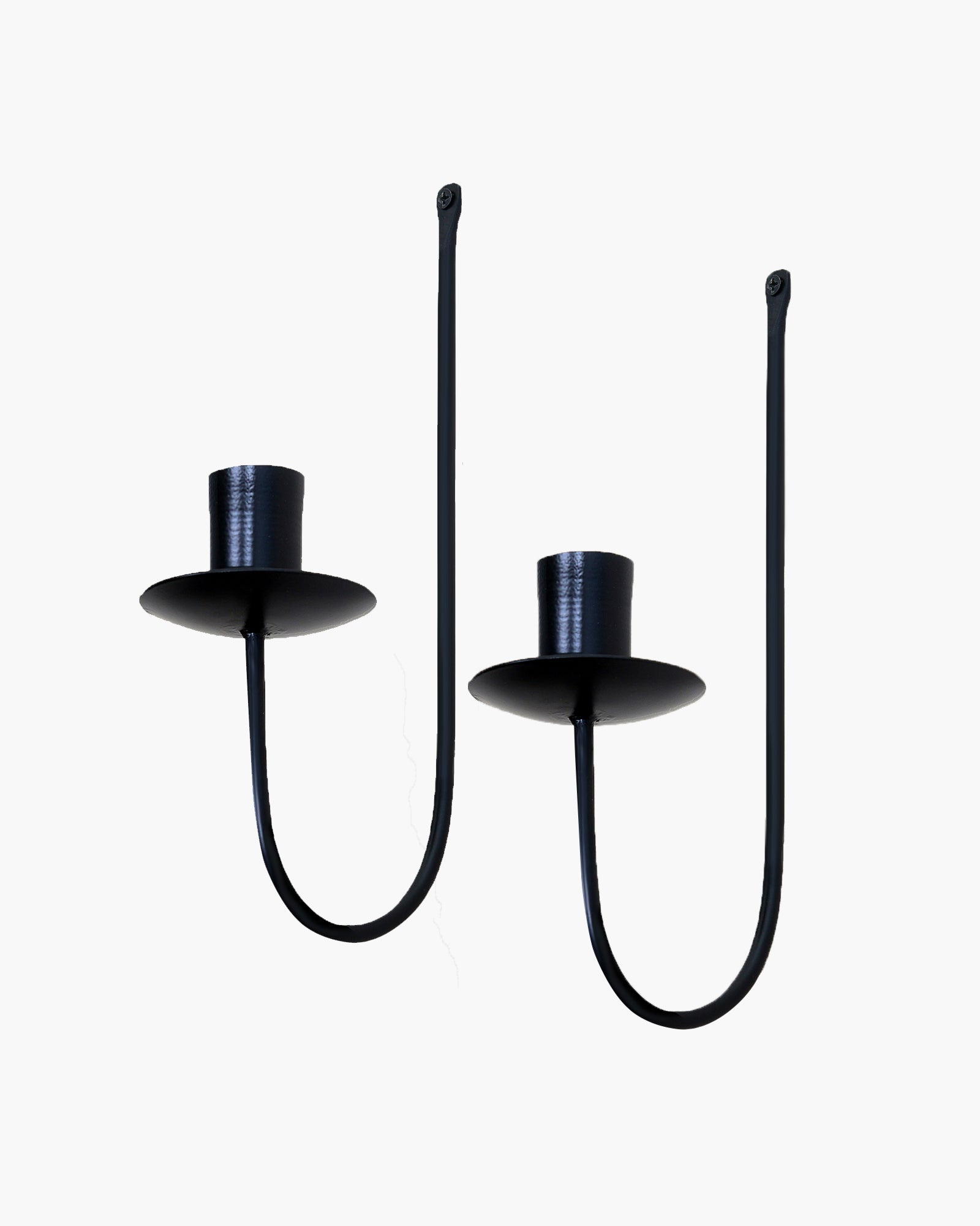 Wall Candle Holder Stand for Living Room, Black Metal Wall Sconce with Taper Candle Holder, Decorative Candle Stand for Diwali, Home Décor (Set of 2)