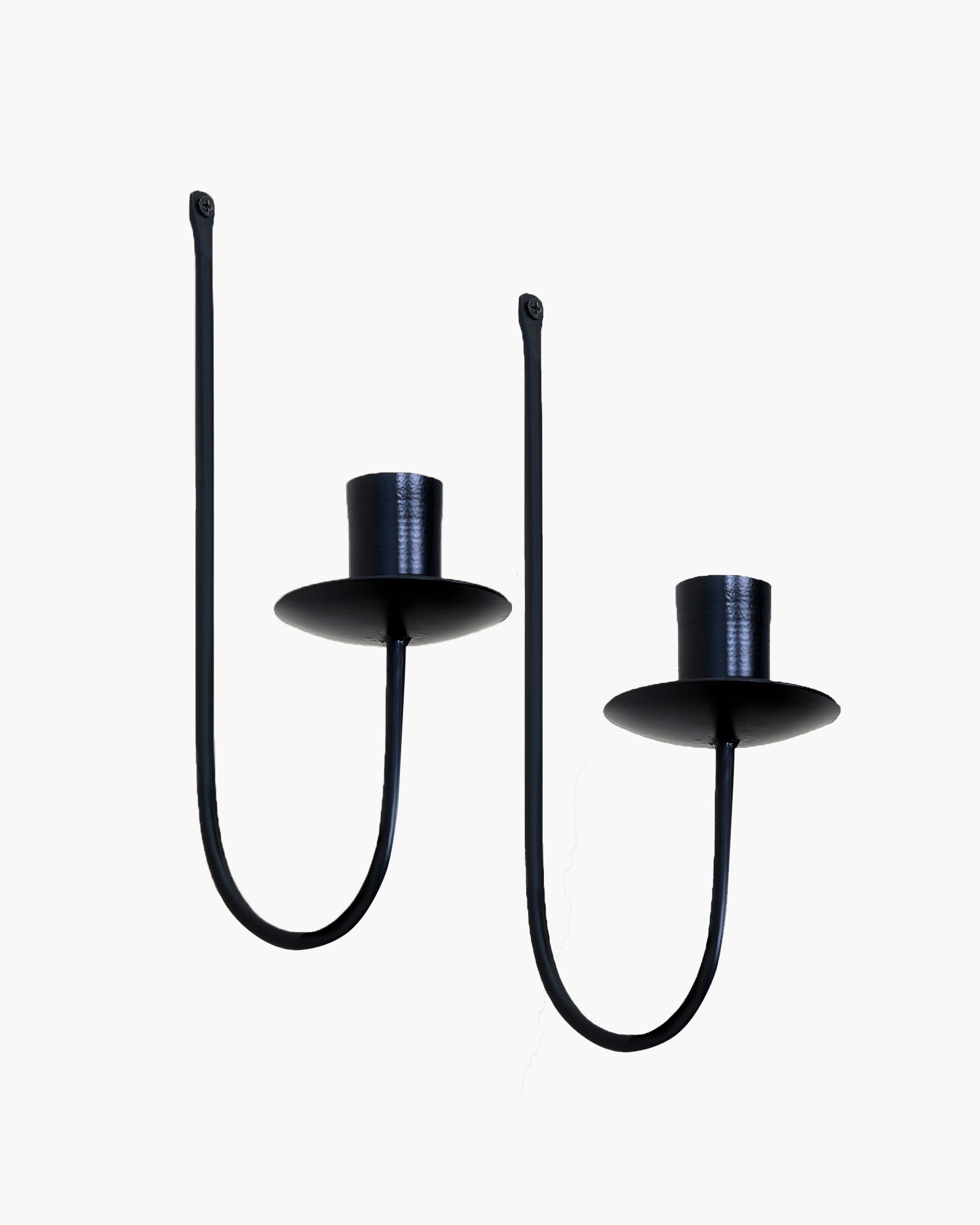 Wall Candle Holder Stand for Living Room, Black Metal Wall Sconce with Taper Candle Holder, Decorative Candle Stand for Diwali, Home Décor (Set of 2)
