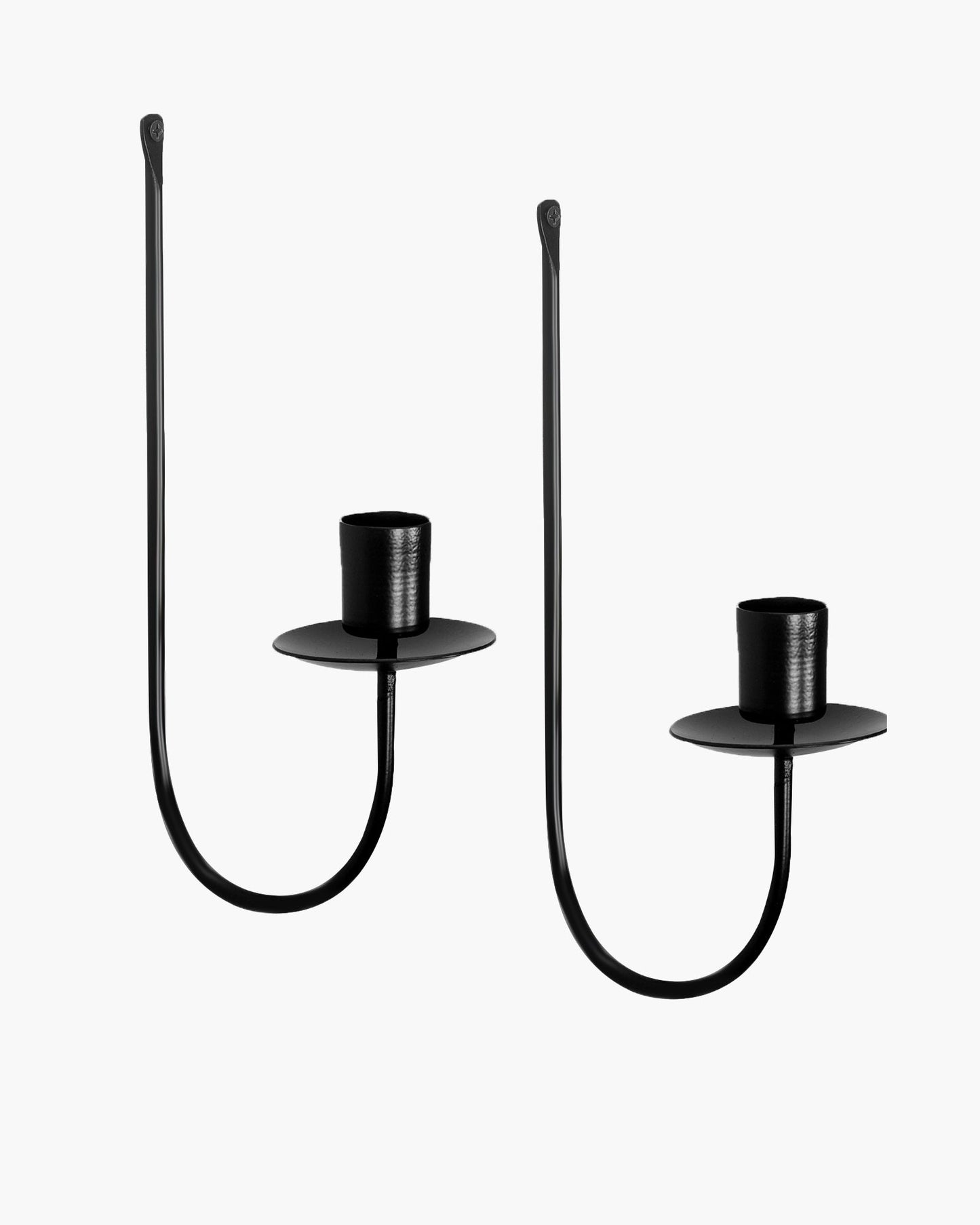 Wall Candle Holder Stand for Living Room, Black Metal Wall Sconce with Taper Candle Holder, Decorative Candle Stand for Diwali, Home Décor (Set of 2)