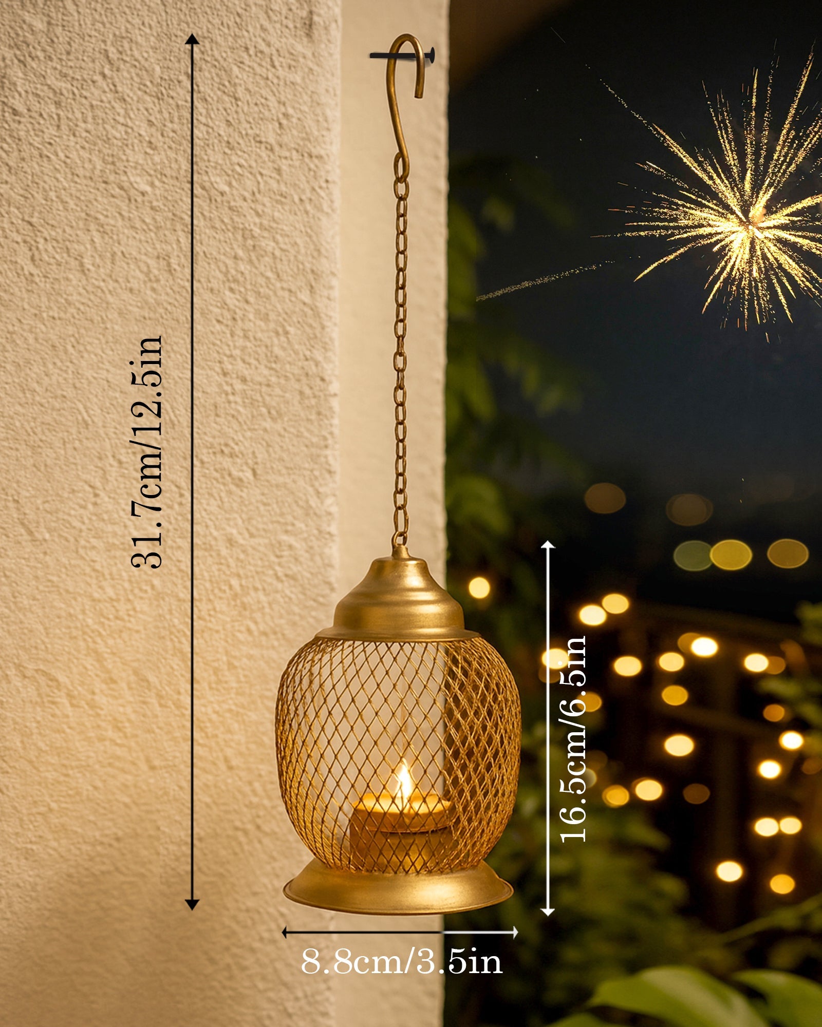 Wire Mesh Metal Tea Light Candle Holder – Decorative Tabletop Stand for Home, Diwali & Festive Décor, Golden