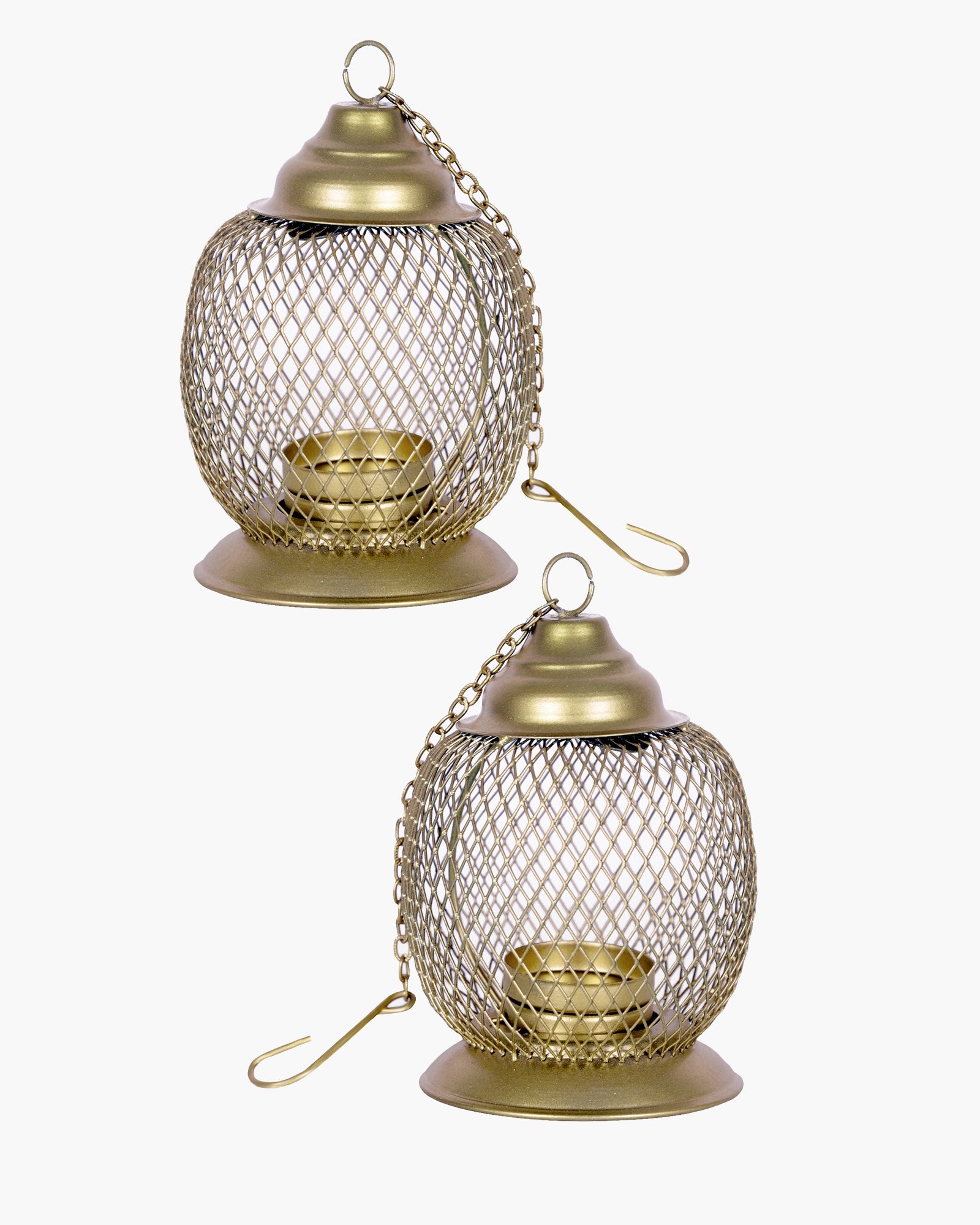 Wire Mesh Metal Tea Light Candle Holder – Decorative Tabletop Stand for Home, Diwali & Festive Décor, Golden