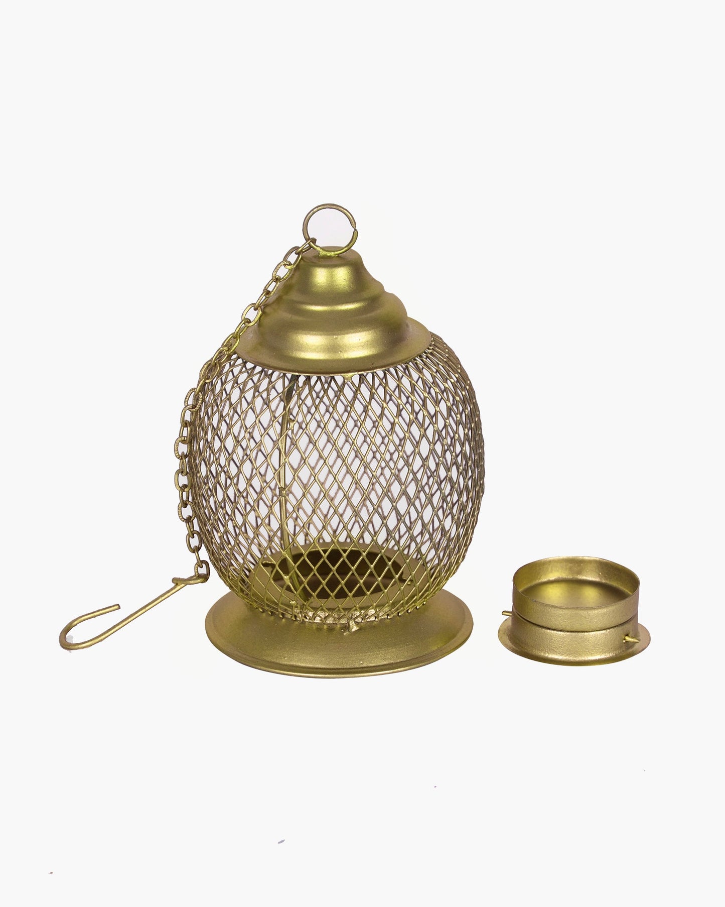 Wire Mesh Metal Tea Light Candle Holder – Decorative Tabletop Stand for Home, Diwali & Festive Décor, Golden