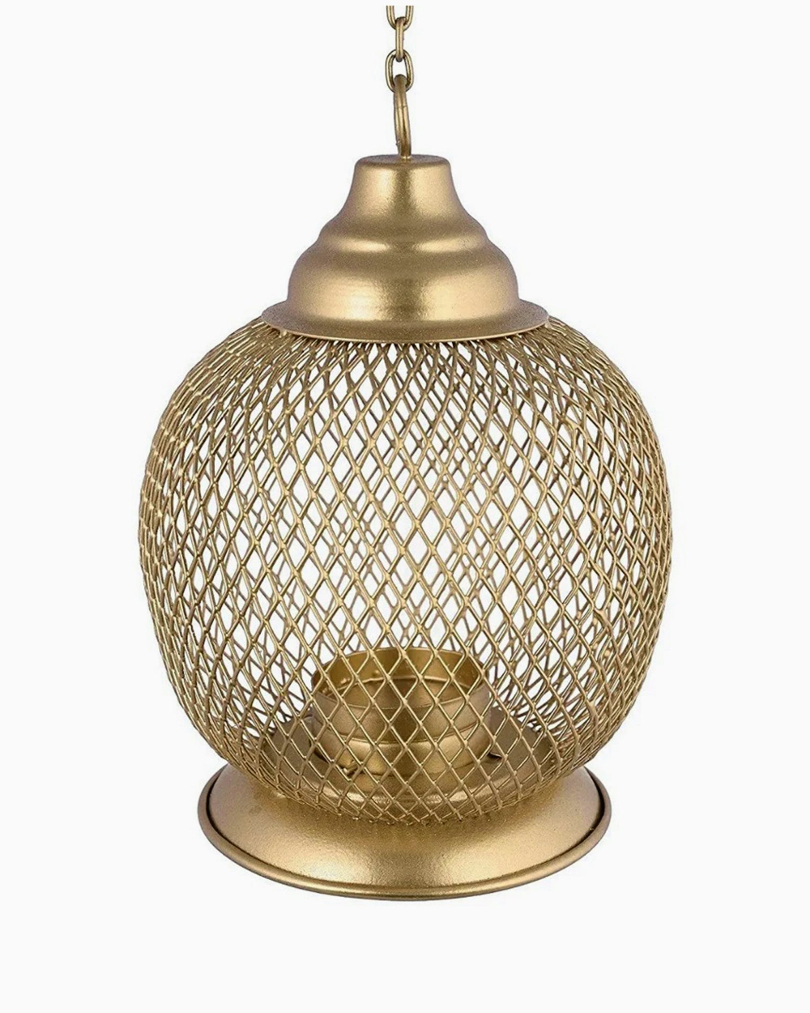 Wire Mesh Metal Tea Light Candle Holder – Decorative Tabletop Stand for Home, Diwali & Festive Décor, Golden